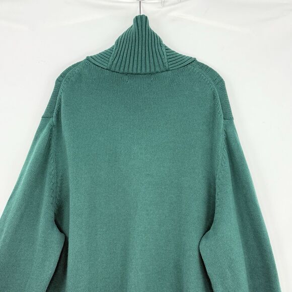 Oak Hill 3XL Green Cotton Shawl Collar Vneck Cable Knit pullover Sweater - Picture 4 of 16